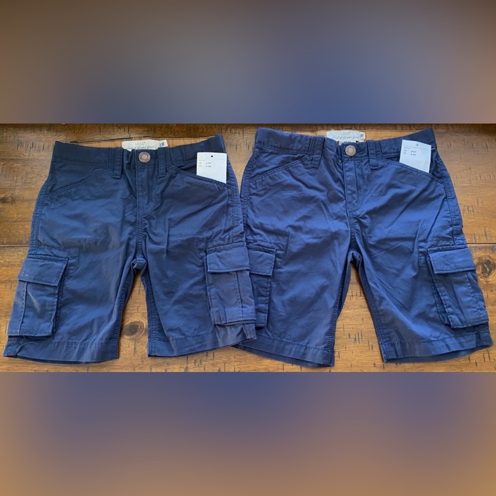 •NWT•{2} H&M Boys Navy Cargo Shorts Bundle